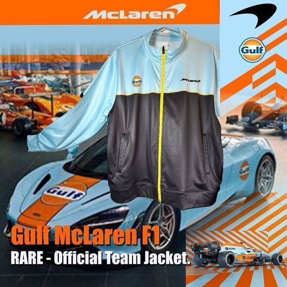 McLAREN/GULF F1 RACING TEAM®  |  OFFICIAL F1 TEAM JACKET  |  MENS-LRG  |  NEW - Picture 1 of 16